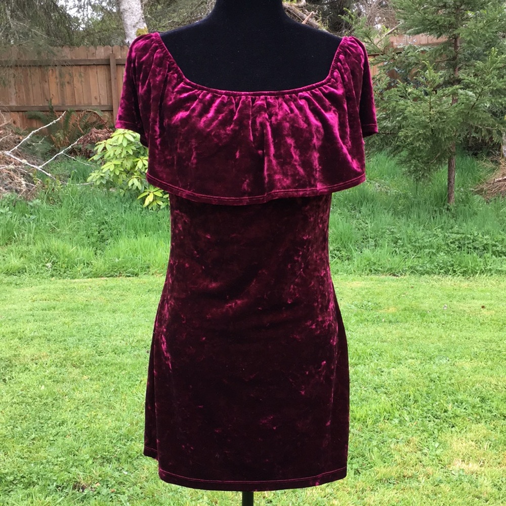 Forever 21 Burgundy Velvet Dress - Picture 2 of 8